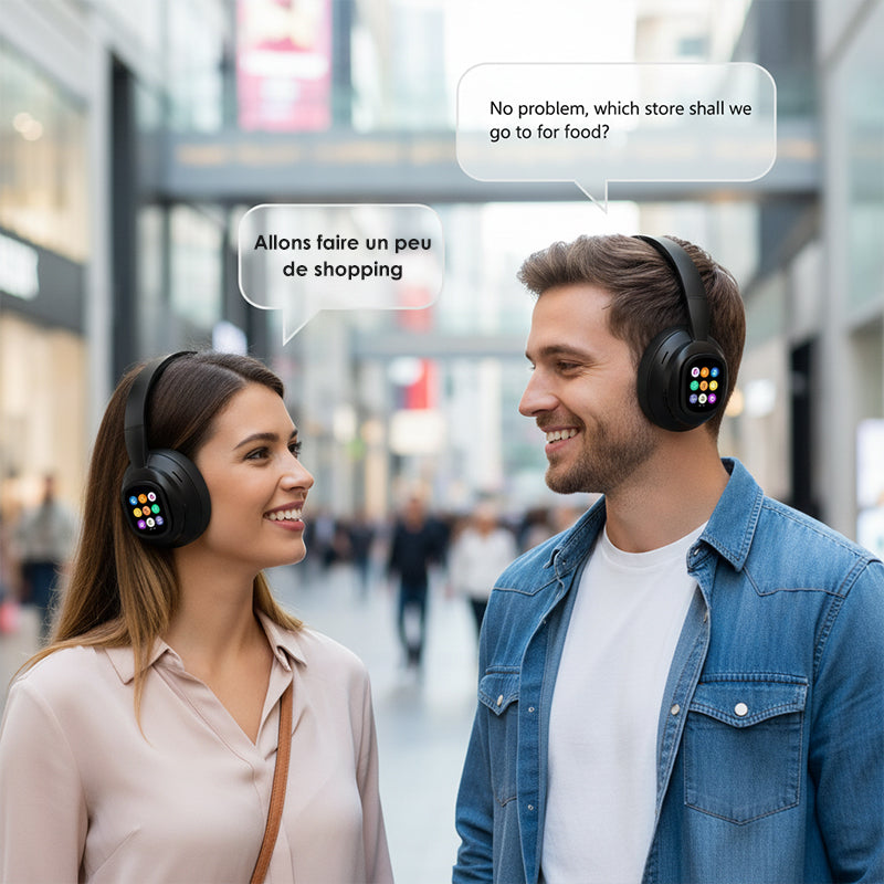 🎧50% de réduction! ✨ Casque Bluetooth IA - Écran LCD intelligent et assistant vocal avec qualité sonore premium pour la musique et les appels 📱✨